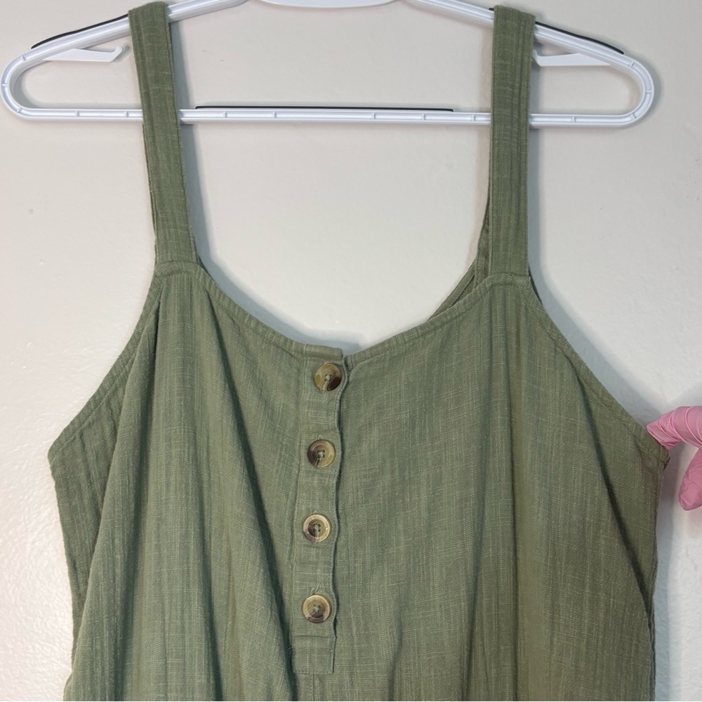 Billabong Stargazer 100% Cotton Jumpsuit, sage green, cropped leg, gauzy, XL - Picture 4 of 12
